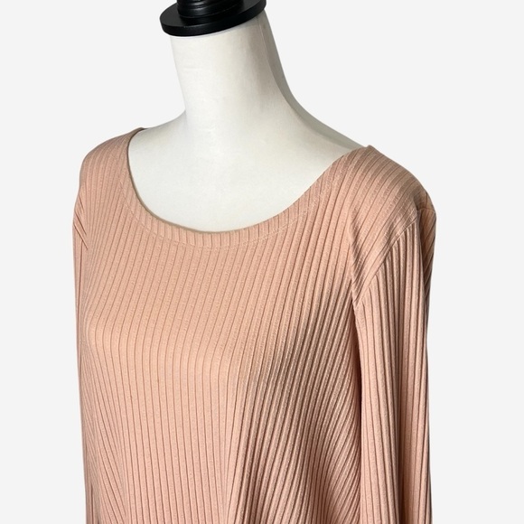 Eileen Fisher Tencel Stretch Rib Bracelet Sleeve Top Size Large Dune - Picture 2 of 10